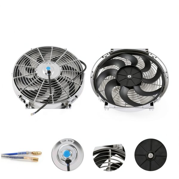 FGJQEFG 12V 14in Chrome Cooling Fan Engine-1