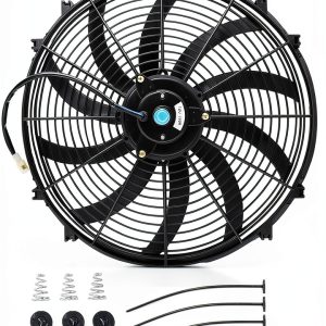 GESEXI 12V 120W Slim Radiator Cooling Fan 16" Black Fit High Flow-0