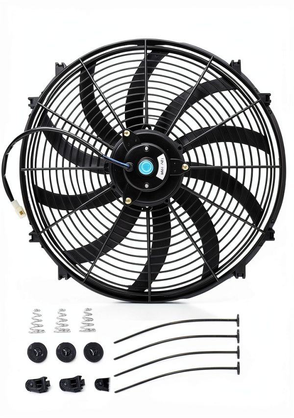 GESEXI 12V 120W Slim Radiator Cooling Fan 16" Black Fit High Flow-0