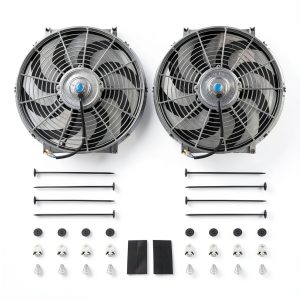 FGJQEFG 12V 14in Chrome Cooling Fan Engine-0
