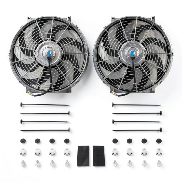 FGJQEFG 12V 14in Chrome Cooling Fan Engine-0