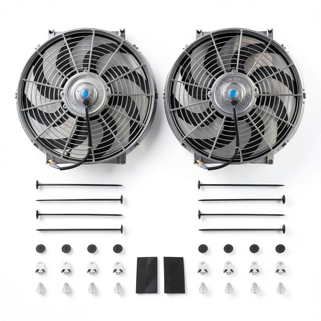 FGJQEFG cooling fan installed in a vehicle engine bay