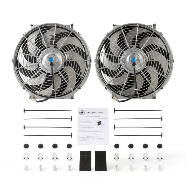 FGJQEFG 12V 14in Chrome Cooling Fan Engine-6