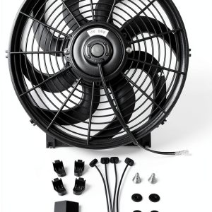 BLACKHORSE-RACING 12V 80W 12" Radiator Cooling Fan with Brackets-0