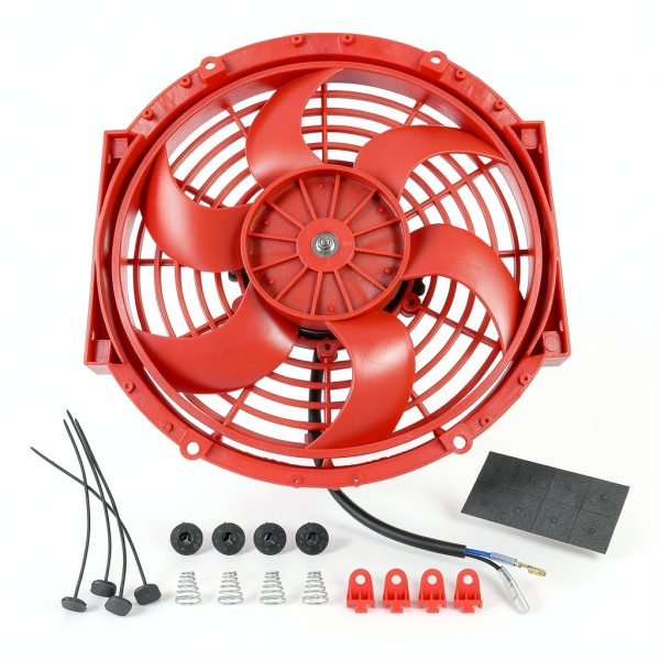 Radiator Fan JDMSPEED 10 Inch Red Slim Air-Cooled Engine Replacement-6