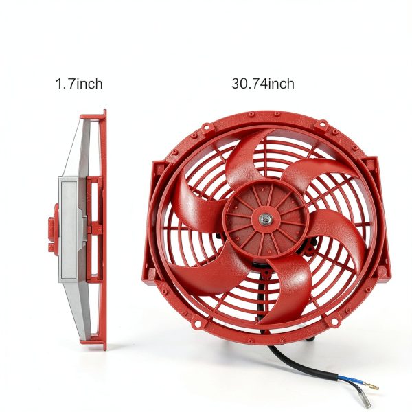 Radiator Fan JDMSPEED 10 Inch Red Slim Air-Cooled Engine Replacement-3