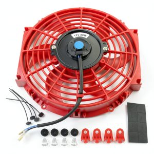 Radiator Fan JDMSPEED 10 Inch Red Slim Air-Cooled Engine Replacement-0