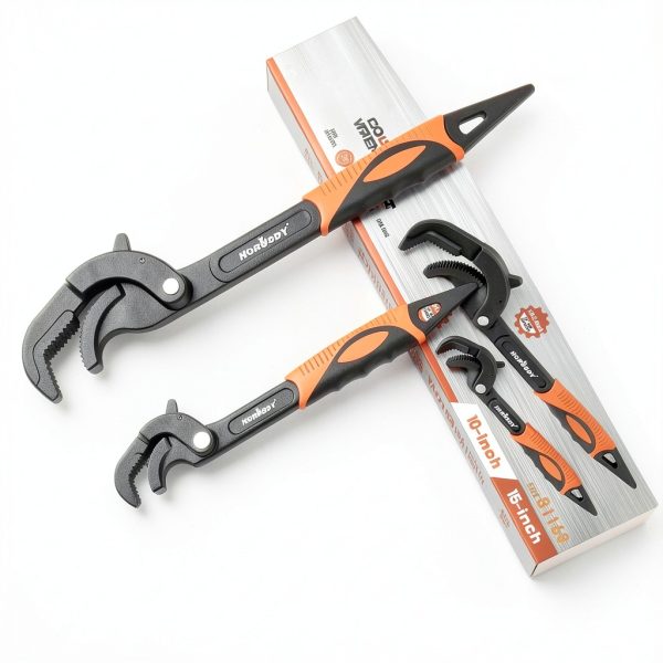 Pipe Wrench Set HORUSDY 2‑Piece 10” & 15” Self‑Adjusting Powder‑Coated-1