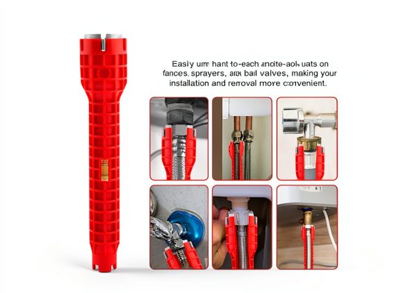 NINEFOX 14-in-1 Pipe Wrench for Faucet and Sink Installation Red-5