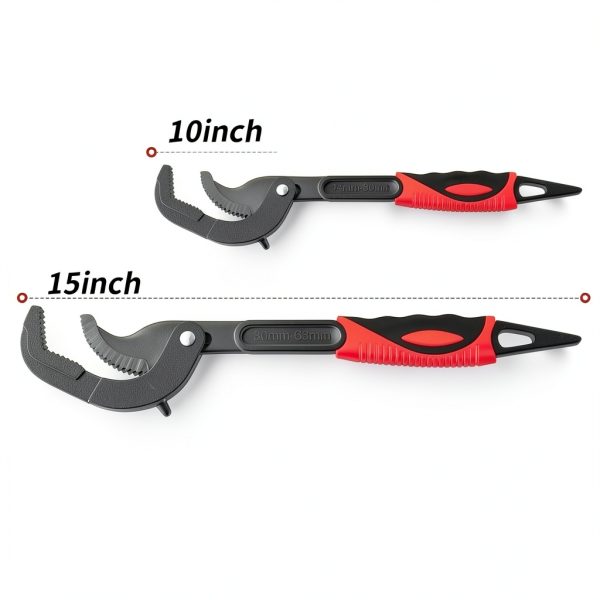 Pipe Wrench Set YBQSPLY 10” & 15” Self‑Adjusting Wrench Black Red-1