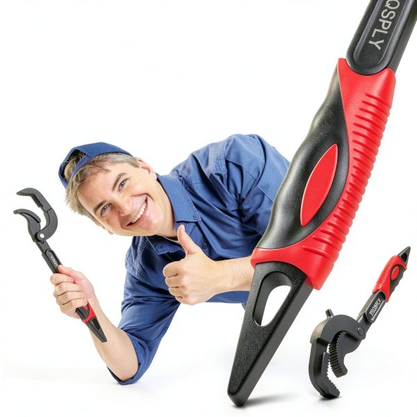 Pipe Wrench Set YBQSPLY 10” & 15” Self‑Adjusting Wrench Black Red-6