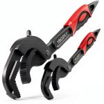 Pipe Wrench Set YBQSPLY 10” & 15” Self‑Adjusting Wrench Black Red-0
