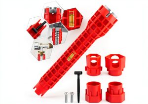 NINEFOX 14-in-1 Pipe Wrench for Faucet and Sink Installation Red-0