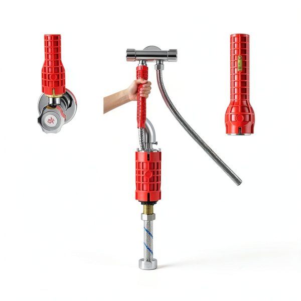8-in-1 Multifunctional Sink & Faucet Wrench by Alocre – Red-4