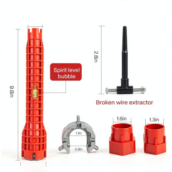 8-in-1 Multifunctional Sink & Faucet Wrench by Alocre – Red-1
