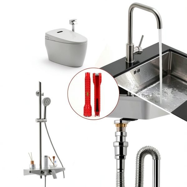 8-in-1 Multifunctional Sink & Faucet Wrench by Alocre – Red-3