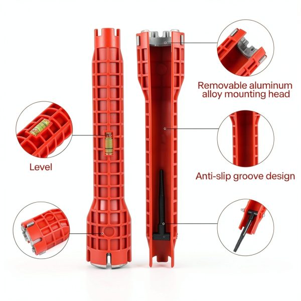 8-in-1 Multifunctional Sink & Faucet Wrench by Alocre – Red-2